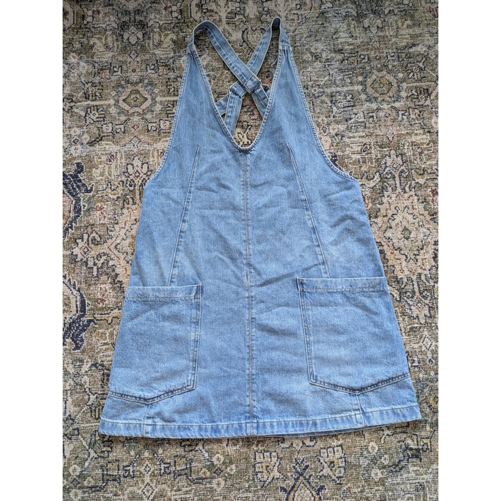 We The Free Free People Denim Pinafore Mini Dress Light Wash Blue Medium